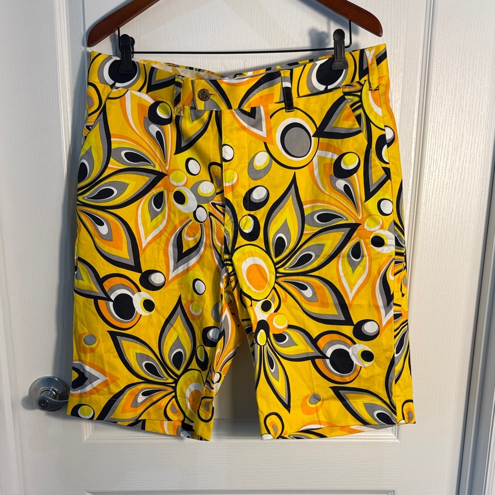 Loud Mouth Men's Yellow Floral Golf Shorts size 36